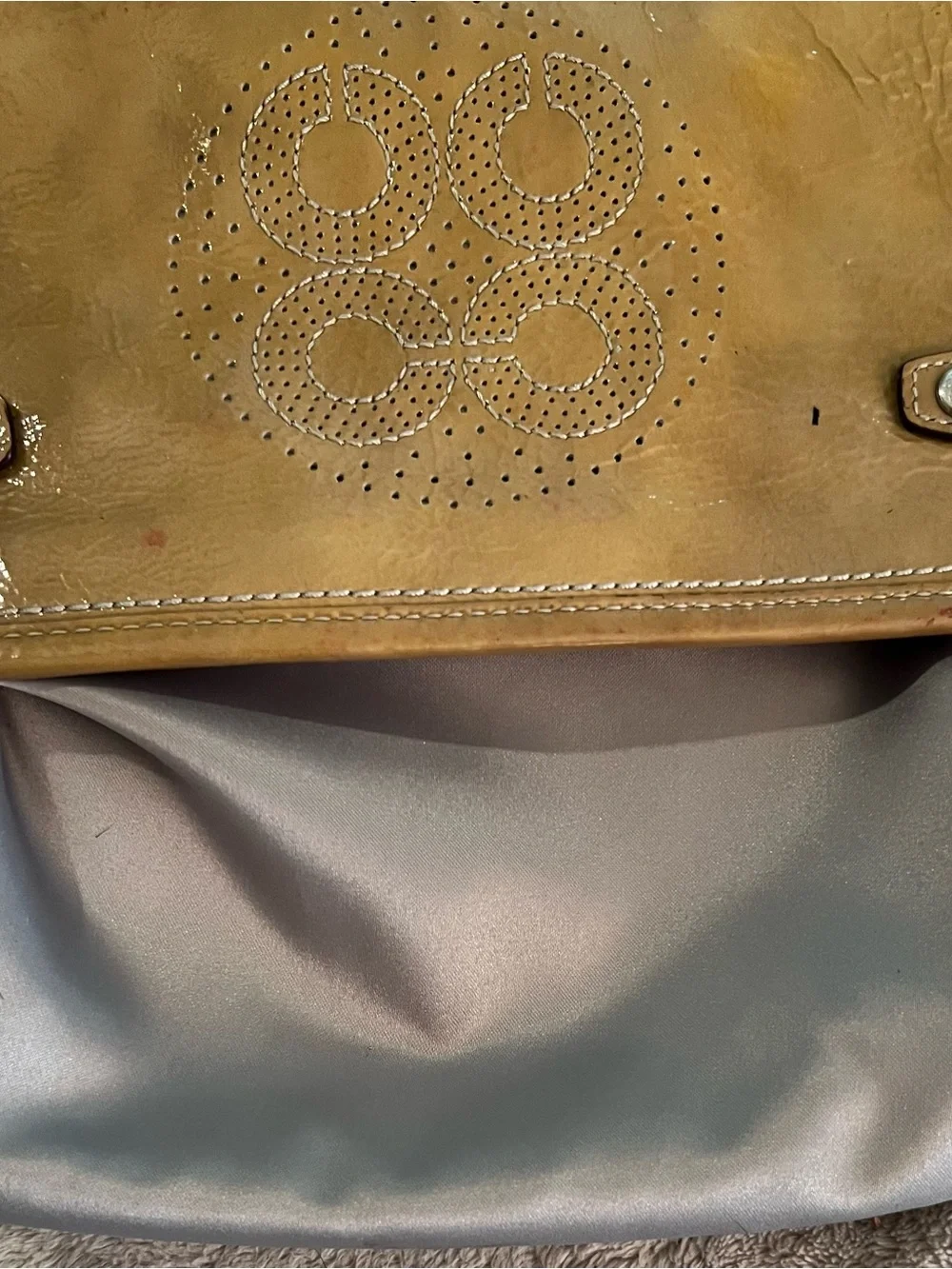 Coach Audrey Patent Leather Perforated Logo Wristlet